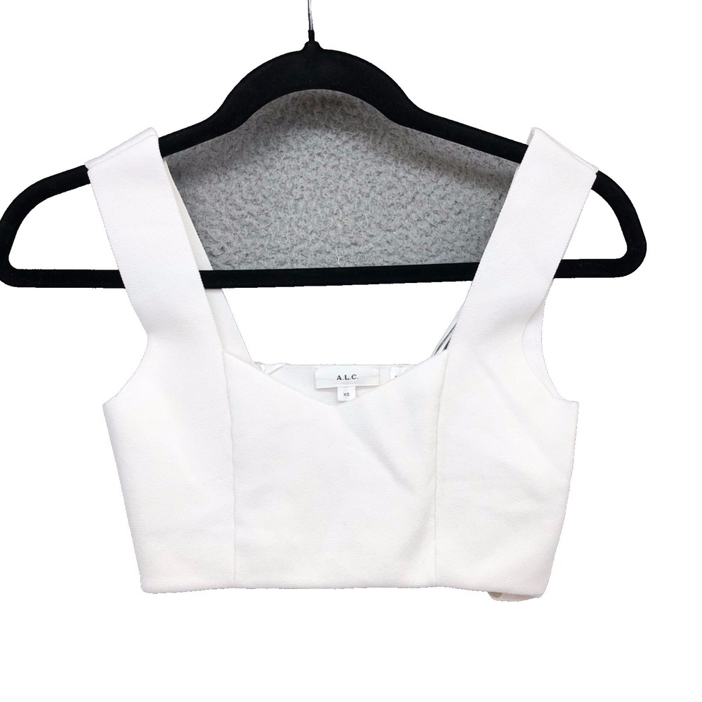 ALC Jordana Compact Knit Bra Womens XS White Wide Strap Going Out Tank Top